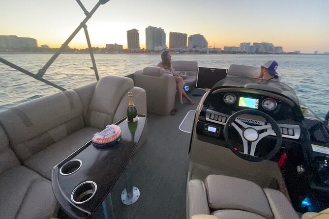 Aqua Patio Party Pontoon Charter up to 13 people - The Wharf gives you a possible meal stop
