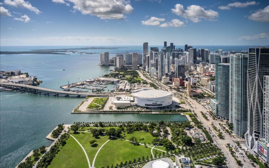 From Pembroke Pines: Helicopter Tour Over Miami - The Miami skyline and beachfront towers