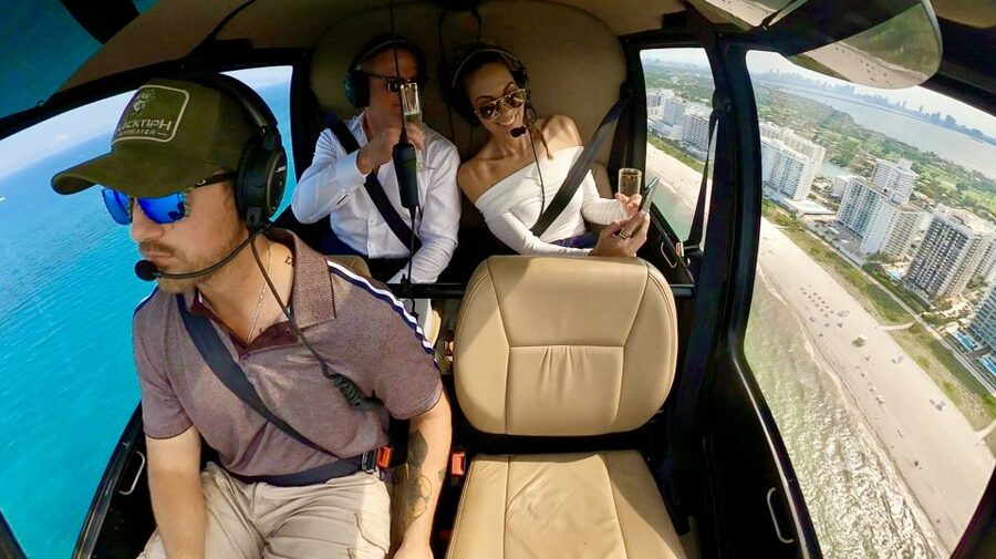 Miami: 30-Minute Private Helicopter Tour with Champagne - Takeoff in the black and gold Robinson R44