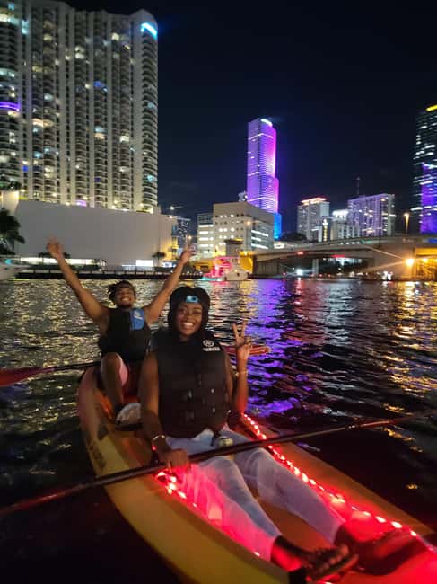 Miami: Guided LED-Lit Kayak Night Tour - Miami’s skyline from an LED-lit kayak