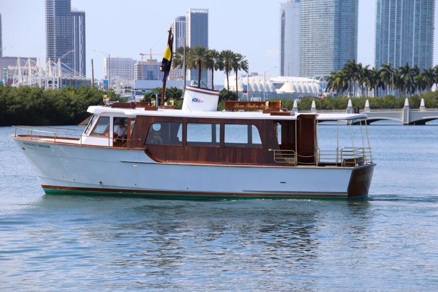 Miami: Miami Skyline Vintage Yacht Cruise, - Seating, sun, and drinks on board