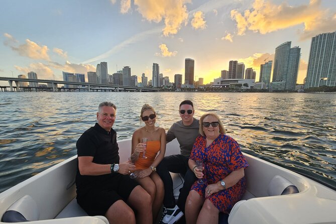 Miami Shared Boat tour, 2 hours on a 24 ft boat. 6 people total. - A small boat, a cooler, and your own playlist