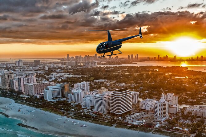 Miami Sunset Private Helicopter Tour - South Pointe Park and the long sweep of South Beach