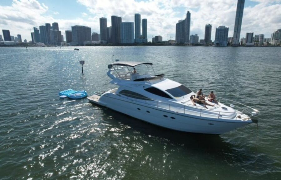 Miami Yacht Rental with Jetski, paddleboards, Inflatables - A private yacht built for a small Miami party