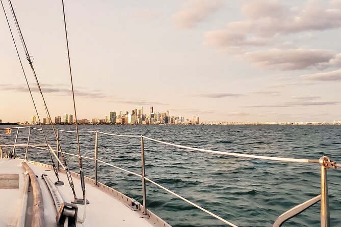 Private Sailing on the Miami Bay - Biscayne Bay - The Rickenbacker Bridge opens the city view